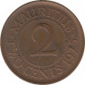 Монета. Маврикий. 2 цента 1975 год. ав.