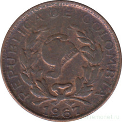 Монета. Колумбия. 1 сентаво 1967 год.