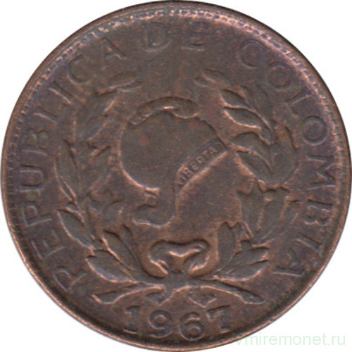Монета. Колумбия. 1 сентаво 1967 год.