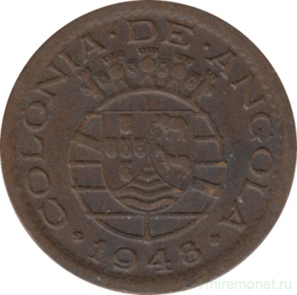 Монета. Ангола. 10 сентаво 1948 год. 300 лет революции 1648 года.