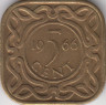 Монета. Суринам. 5 центов 1966 год. ав.