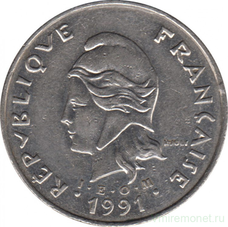 Монета. Французская Полинезия. 50 франков 1991 год.
