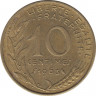 Монета. Франция. 10 сантимов 1963 год. ав.