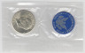 Монета. США. 1 доллар 1974 год. Монетный двор S. Серебро. В конверте, с жетоном. ав.