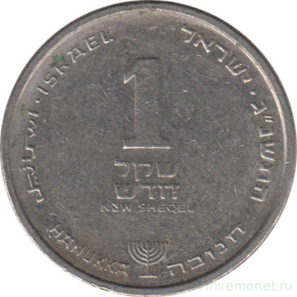 Монета. Израиль. 1 новый шекель 1993 (5753) год. Ханука.
