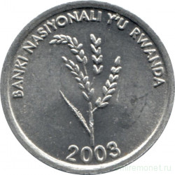 Монета. Руанда. 1 франк 2003 год.