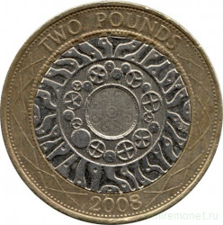 Монета. Великобритания. 2 фунта 2008 год.