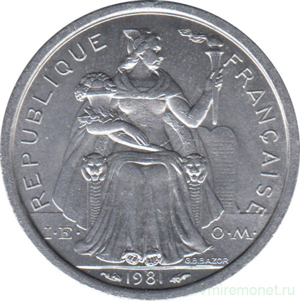 Монета. Новая Каледония. 1 франк 1981 год. 