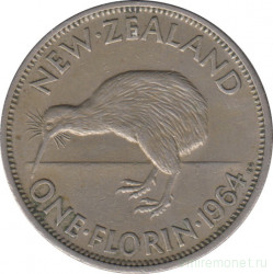 Монета. Новая Зеландия. 1 флорин 1964 год.
