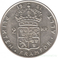 Монета. Швеция. 2 кроны 1961 год.