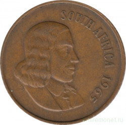 Монета. Южно-Африканская республика (ЮАР). 2 цента 1965 год. Аверс - "SOUTH AFRICA".