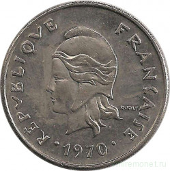 Монета. Новая Каледония. 20 франков 1970 год.