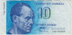 Банкнота. Финляндия. 10 марок 1986 год. Тип 113а (36).
