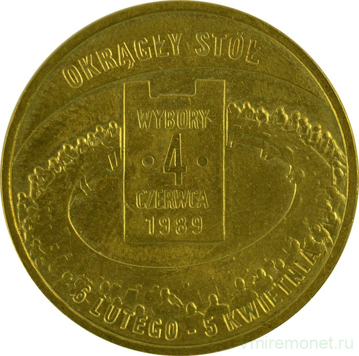 Монета. Польша. 2 злотых 2009 год. Польская дорога к свободе (выборы 4 июня 1989 года).