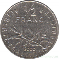 Монета. Франция. 1/2 франка 2000 год.