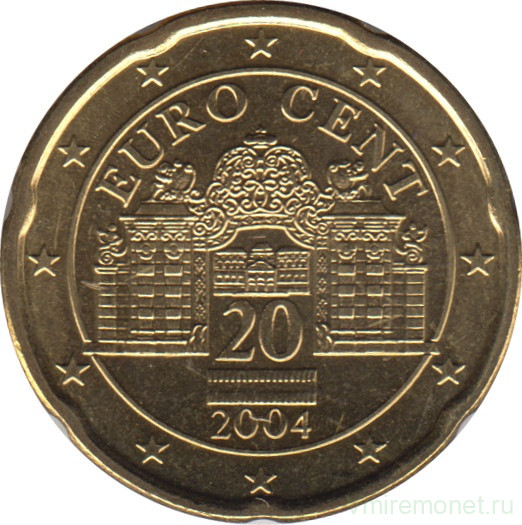 Монета. Австрия. 20 центов 2004 год.