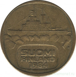 Монета. Финляндия. 5 марок 1984 год. Ледокол Урхо.