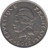 Монета. Новая Каледония. 10 франков 2012 год. ав.