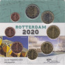 Монеты. Нидерланды. Набор евро 8 монет 2020 год. 1, 2, 5, 10, 20, 50 центов, 1, 2 евро. Роттердам 2020. В блистере. ав.
