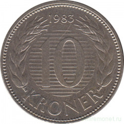 Монета. Дания. 10 крон 1983 год.