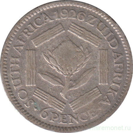 Монета. Южно-Африканская республика (ЮАР). 6 пенсов 1926 год.
