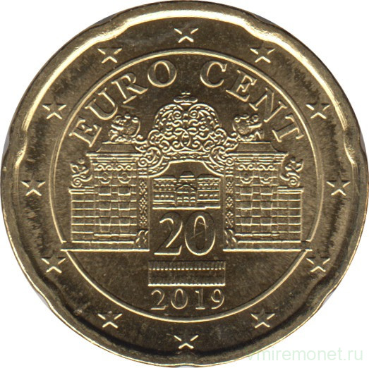 Монета. Австрия. 20 центов 2019 год.