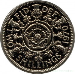 Монета. Великобритания. 2 шиллинга (флорин) 1970 год.