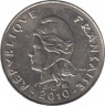 Монета. Новая Каледония. 10 франков 2010 год. ав.