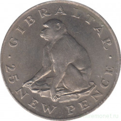 Монета. Гибралтар. 25 новых пенсов 1971 год.