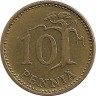 Реверс. Монета. Финляндия. 10 пенни 1972 год.