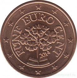 Монета. Австрия. 5 центов 2014 год.