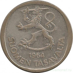 Монета. Финляндия. 1 марка 1964 год.