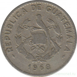 Монета. Гватемала. 10 сентаво 1968 год.