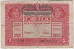 Банкнота. Австро-Венгрия. 2 кроны 1917 (1919) год. Тип 50.