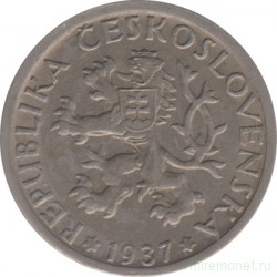 Монета. Чехословакия. 1 крона 1937 год.