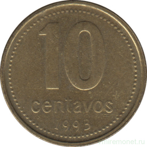 Монета. Аргентина. 10 сентаво 1993 год.