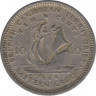 Монета. Британские Восточные Карибские территории. 10 центов 1964 год. ав.