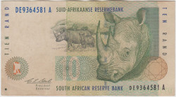 Банкнота. Южно-Африканская республика (ЮАР). 10 рандов 1993 - 1999 года. Тип 123а.