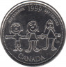 Монета. Канада. 25 центов 1999 год. Миллениум - сентябрь 1999.  ав.