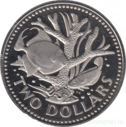 Монета. Барбадос. 2 доллара 1974 год.