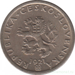 Монета. Чехословакия. 20 геллеров 1921 год.