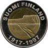 Аверс.Монета. Финляндия. 25 марок 1997 год. 80 лет независимости Финляндии.