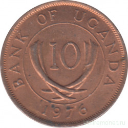 Монета. Уганда. 10 центов 1976 год.