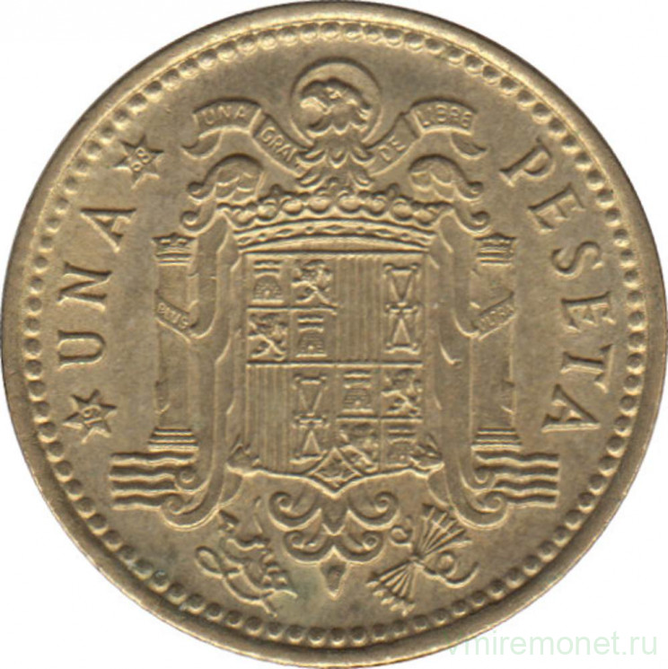 Монета. Испания. 1 песета 1968 (1966) год.