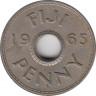 Монета. Фиджи. 1 пенни 1965 год. ав.