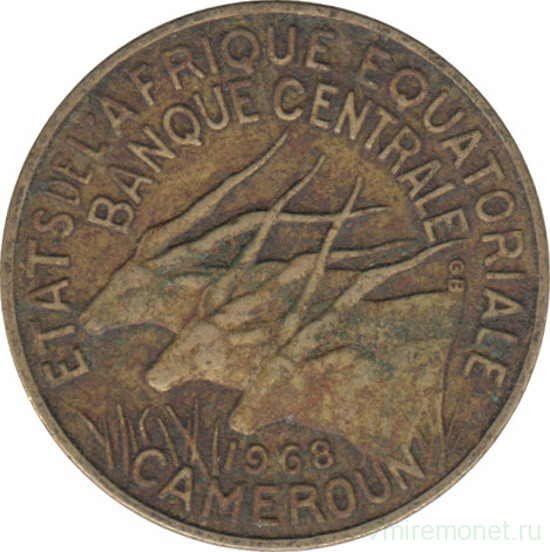 Монета. Экваториальная Африка (КФА). 5 франков 1968 год.