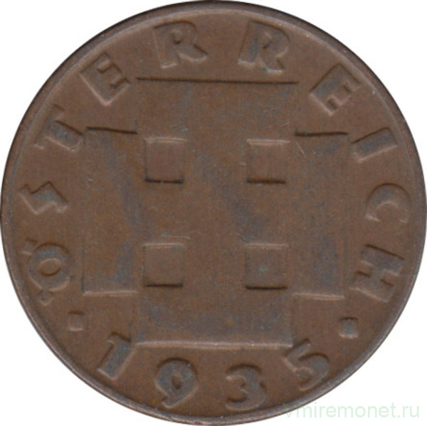 Монета. Австрия. 2 гроша 1935 год.