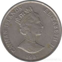 Монета. Каймановы острова. 25 центов 1987 год.