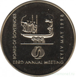 Монета. Украина. 2 гривны 1998 год. Ежегодное собрание управляющих ЕБРР в Киеве. 