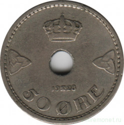 Монета. Норвегия. 50 эре 1928 год.